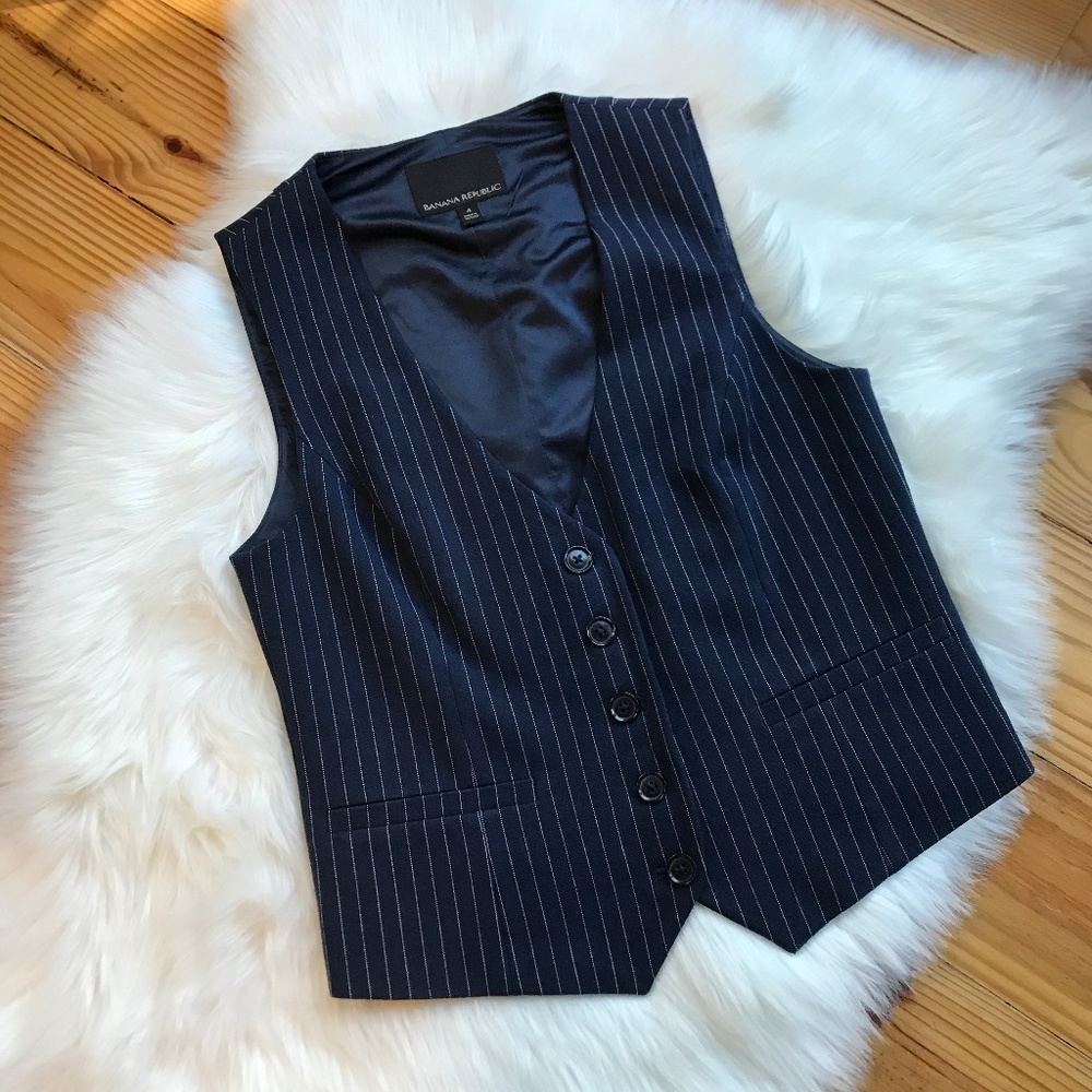 Banana Republic Navy Blue Stripe Vest size 4